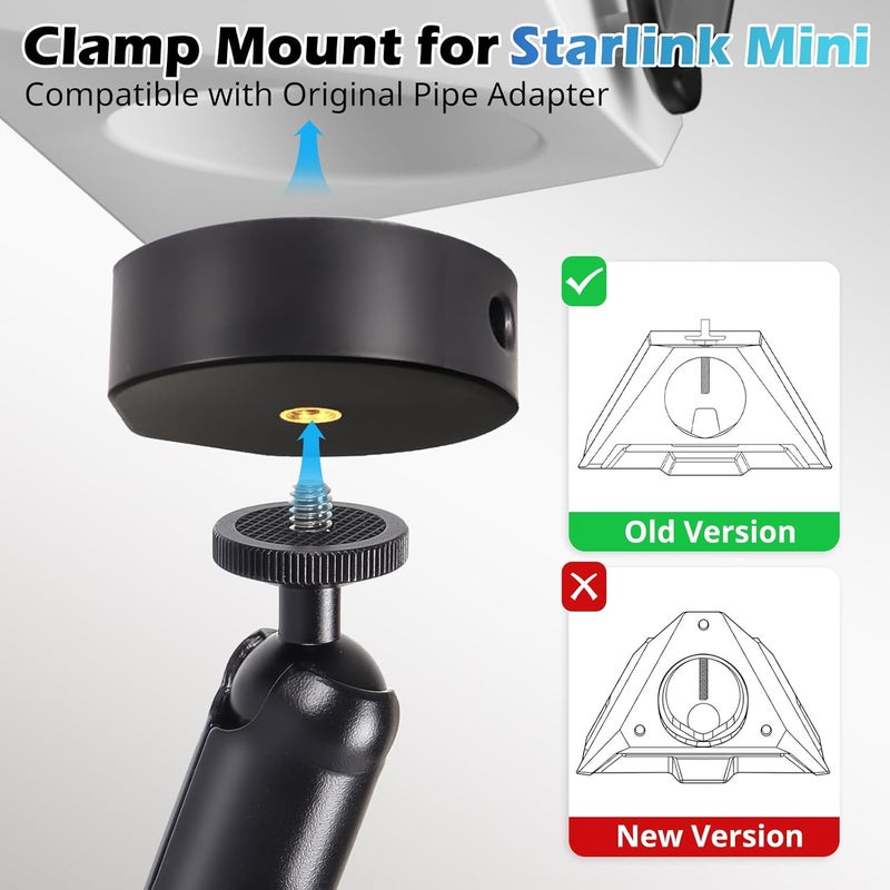 UBeesize Starlink Mini Mount 2024, Adjustable Clamp Mount Accessories for Starlink Mini Roof Rack RV Ladder Pole Mounting Kits, for 2024 Old Version Pipe Adapter - Image 2
